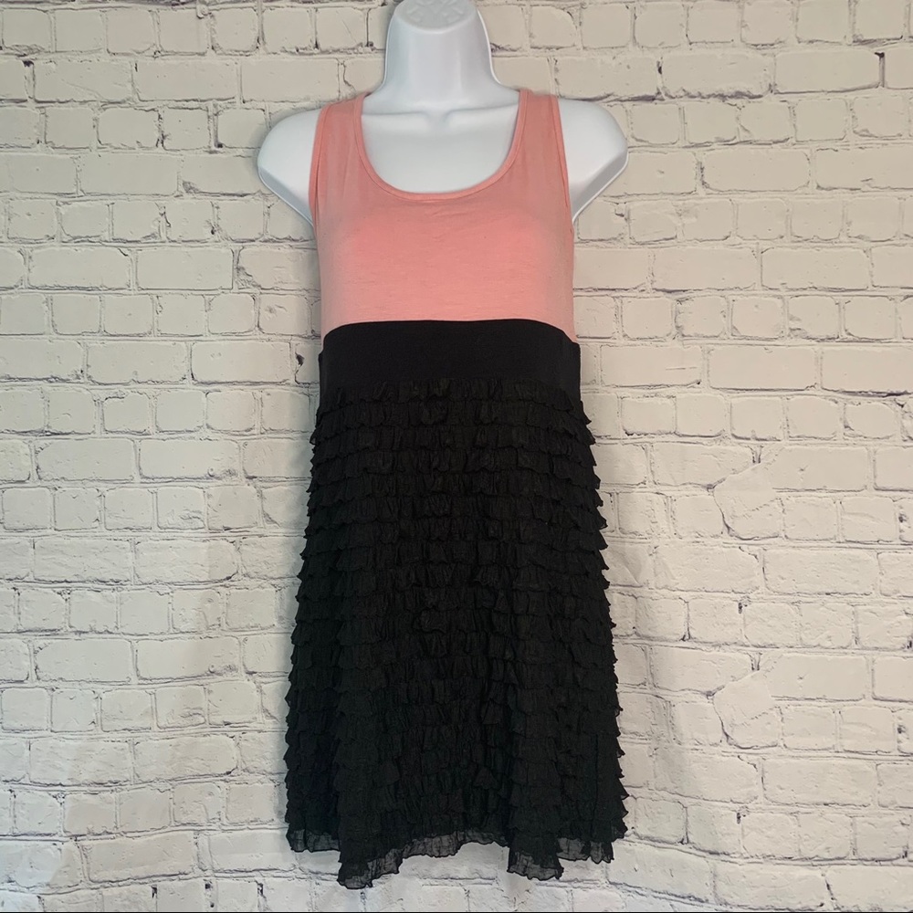Volume One Pink and Black Color Block Dress